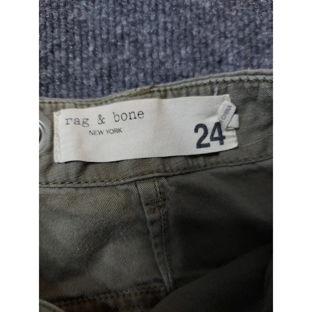 Rag And Bone Pants Women 24 Green Olive Military Raw Hem Soft Cotton Flared Boho